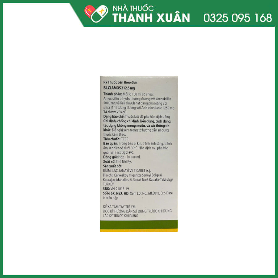Biclamos 312.5 mg thuốc kháng sinh điều trị nhiễm khuẩn hô hấp, nhiễm khuẩn da, mô mềm, nha khoa, tiết niệu